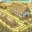Placeholder: A picture of an medieval wheed field farm for a card game
