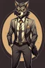 Placeholder: Buff, anthro, wolf, himbo, black fur, gold eyes, wearing a suit, full-body