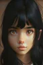 Placeholder: a cute black haired girl with brown eyes