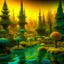 Placeholder: Odd swamp landscape with odd beings surreal abstract Max Ernst style, 120mm photography, sharp focus, 8k, 3d, very detailed, volumetric light, grim, fine art, very colorful, ornate, F/2.8, insanely detailed and intricate, hypermaximalist