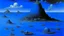Placeholder: An indigo ocean with islands and grottos painted by Max Ernst