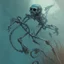 Placeholder: skeleton surfer by james jean