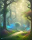 Placeholder: park mystical dream, trees, path, bird, sunshine, mystical, fantasy, romanticism, pastel colors, daylight, daytime, acrylic painting, detailed, soft focus,