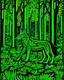 Placeholder: A neon green forest with a wolf painted by Keith Haring