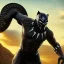 Placeholder: Fantasy, olamide badoo as black panther, heroic, award winning, insanely detailed, sunlit, realistic, ocean,acrylic paint, 8k resolution, hdr, trident