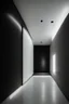 Placeholder: Black veined walls and a white floor with a rectangular reception and hidden lighting