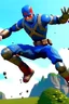 Placeholder: Create a picture of captain america falling from the skye to a pit animated like fortnite