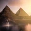 Placeholder: Giza Piramitleri fantasy art, island waterfall palms twigs spring sunset rainbow bridge birds, lighting, cinematic, extremly, mist, unreal engine 5, cinematic lighting, beautiful, photorealistic, abstract