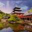 Placeholder: Kiyomizu-dera temple in front of reflective puddle of water and beautiful morning sky, mist, 8k, high-quality, ultrafine-detail, intricate, mixed media, painting, brian froud, howard lyon, anna dittmann, Greg Rutowski, alphonse mucha