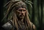 Placeholder: photorealistic portait of henry cavell as modern warrior with blonde dreadlocks tribal tattoos dark fantasy dark forest