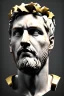 Placeholder: Ultra Realistic image, Roman sculpture bust, clean white marble material, Lionel Messi, gold stars crown, renaissance ornaments, one gold star, blue sky background, cinematic lighting, god light, 4k resolution, smooth details, ornate details, soft lighting, unreal engine 5, art station, substance 3d, art concept.