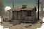 Placeholder: Lodge, administrative cabin, overgrown, post-apocalyptic, comic book, camp site signs