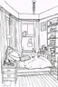 Placeholder: girl bedroom, line arts, manga style