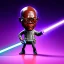 Placeholder: Bald Samuel jackson purple jedi bobblehead with a lightsaber and boots,