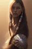 Placeholder: girl, cute, beautiful, Native American, head and shoulders portrait, 8k resolution concept art portrait by Greg Rutkowski, Artgerm, WLOP, Alphonse Mucha dynamic lighting hyperdetailed intricately detailed Splash art trending on Artstation triadic colors Unreal Engine 5 volumetric lighting, long hair, brown eyes, black hair