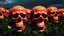 Placeholder: a field of 1000s of cartoonish, anatomically correct, skulls, vivid RANDOM BRIGHT neon colors, dark comedy, well lit, high detail, photorealistic, horrorcore, fun, scary, none featured, each a different color or hue,