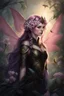 Placeholder: Pink,Hydrangea,orchids,lilies of the valley,night,pink hair,rapunzel hair,elven crown,dragonflies,pointed ears,elven ears,dark fairy princess,sparkle,,dark gold armour,fairy wings,pink