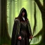 Placeholder: Male, Dark hair, Digital Art, Bow in hand, Hooded Cloak, Dark Forrest background