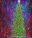 Placeholder: Painting of Christmas tree inside futuristic cyberpunk space ship matrix code