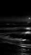 Placeholder: a black and white photo of the ocean at night, dark ocean, moonlit ocean, nadav kander, beautiful dark beach landscape, dark ocean water, night sea, style of hiroshi sugimoto, by emmanuel lubezki, complete darkness background, stunning moody cinematography, foreboding sea, by Chris Friel, black oled background