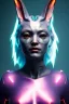 Placeholder: Medium Close Up Portrait, Front image. cyberpunk, rabbit mask, asian woman, titanium hair. Latex suit. white, pink, color. Playboy style. Color background, photo studio. Avatar image, highly detailed, concept art, smooth, unreal engine 5, ray tracing, RTX, lumen lighting, ultra detail, volumetric lighting, 3d, finely drawn, high definition, high resolution.