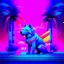 Placeholder: A K-9 Vaporwave design would depict the iconic robotic dog from Doctor Who with a bright, neon colour scheme of purples, pinks, and blues, featuring digital glitch patterns, gradient transitions, and a backdrop of retro-futuristic grid patterns, pixel art palm trees, and surreal Japanese kanji characters, blending K-9’s angular, boxy form with the nostalgic and surreal aesthetics of vaporwave.