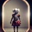 Placeholder: Full body portrait scary clown, dynamic pose,a little girl with him, an old mirror , detailed, realistic, cinematic, dramatic light 8k