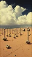 Placeholder: Strange spindle-shaped objects of various shapes, scattered over an arid wasteland, clouds, night, odd structures, Max Ernst, Audubon, Amano, Walton Ford, Yves Tanguy, polaroid, 8k, 3d, 33mm photography, well defined
