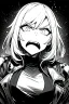 Placeholder: angry blonde girl, angry pose, greyscale