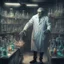 Placeholder: Hyper Realistic Dr Jaykill & Mr. Hyde in a chemical laboratory at night