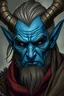 Placeholder: older male blue tiefling druid kind face expression