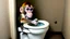 Placeholder: monkey boy flushes toilet over and over