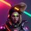 Placeholder: Pretty cyber woman, blonde hair, sci-fi, rounded face, black, gold, brown, samurai style, retro, simetric, neon style, a lot of led lights, fog, rain, leather, vibrant color, highly detailed, art stations, concept art, smooth, unreal engine 5, god rays, ray tracing, RTX, lumen lighting, ultra detail, volumetric lighting, 3d, finely drawn, high definition, high resolution.