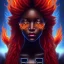 Placeholder: 3D. Detailed Painting .realistic. Dark skin women. Beautiful. the faces of two young black women. Warm. Fire nymphs emerging from the flames.red.. Energy. Focus. THeir hair looks like smoke .smoke curling. Dreadlocs. Their skin is the colour of charcoal . Their hair moves like smoke. . their clothing is made of flames, red. Orange. Yellow. White and gold