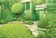 Placeholder: comic style, a green garden, close-up, outside