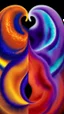 Placeholder: yin-Yang symbol, hyper detailed, photorealistic, hyper detailed, hyper defined, orange, azul, purple, yellow, DMT art