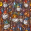 Placeholder: scientists at the computer in carnival masks. the masks are checkered.