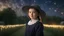 Placeholder: little very young Amish girl, beautiful, peaceful, gentle, confident, calm, wise, happy, facing camera, head and shoulders, traditional Amish costume, perfect eyes, exquisite composition, night scene, fireflies, stars, Amish landscape, beautiful intricate insanely detailed octane render, 8k artistic photography, photorealistic concept art, soft natural volumetric cinematic perfect light, chiaroscuro, award-winning photograph, masterpiece, Raphael, Caravaggio, Bouguereau, Alma-Tadema