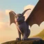 Placeholder: A magical gothic cat gargoyle with goat horns and wings the size of a cat Jim Kay style