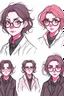 Placeholder: Drawing sketches of a character wearing round glasses inspired by the Demon Slayer anime