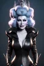 Placeholder: Mae West as evil queen in black leather, leather, busty, cleavage, angry, stern look. character design by cory loftis, fenghua zhong, ryohei hase, ismail inceoglu and ruan jia. unreal engine 5, artistic lighting, highly detailed, photorealistic, fantasy