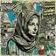 Placeholder: a mixed media of palestine , digital art, screen print, wheat paste poster