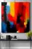 Placeholder: Create a cohesive easy to replicate painting that uses the colors red, orange, yellow, blue, black. Make it modern abstract