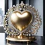 Placeholder: A magnificent golden and silver heart-shaped sign adorned with a stunning golden sphere encrusted with sparkling diamond clusters at its center, elegantly spinning in position.