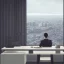 Placeholder: man sitting at his desk wearing a suit in an office, beautiful view of the city from his window, dramatic, dramatic lighting, volumetric lighting, hyperrealism, 8k, high quality, photorealistic, lot of details