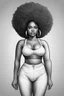 Placeholder: Create a coloring page of a beautiful curvy black female looking to the side with la curly afro. No shading, No color, define lines, clean lines