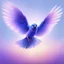 Placeholder: An illustration of a royal blue bird flying, spread wings, full body, soft and smooth glowing wings, soft feathers, macro lens, sharp focus, meticulously detailed, soft studio lighting, smooth blurred gradient evening purple background,