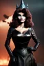 Placeholder: sophia loren as evil queen in black leather, angry, stern look, volumetric lighting, particales,highly detailed,cinematic, deep colours,8