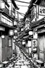 Placeholder: Japanese alleys, line arts, manga style