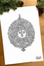 Placeholder: coloring page of a Christmas drawing, A4, white background, black and white, magical style, dreamy, Scandinavian, detailed, easy drawing